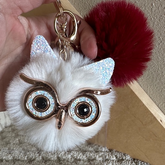 Owl and Pom Pom Bag Charm/keyholder - Picture 7 of 7
